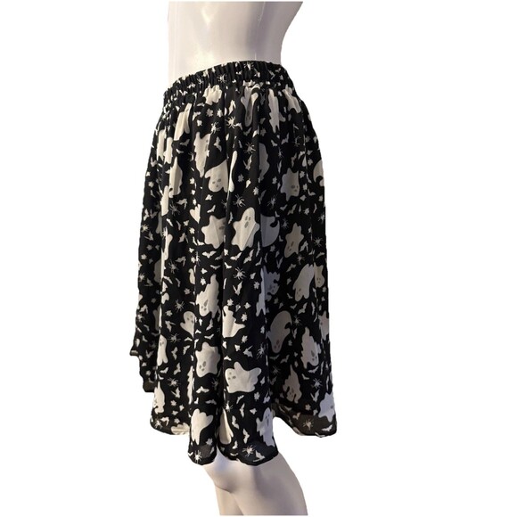 ModCloth Ghosts Spiders Black Whimsigoth 50s Halloween Fall Swing Skirt SZ M - Picture 3 of 11